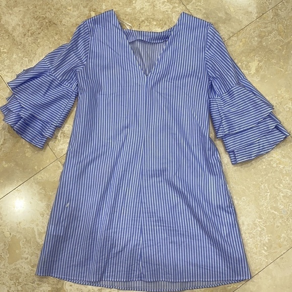 Zara Basic Collection Nautical Blue and White strip 3/4 sleeve sundress - M - Picture 5 of 7
